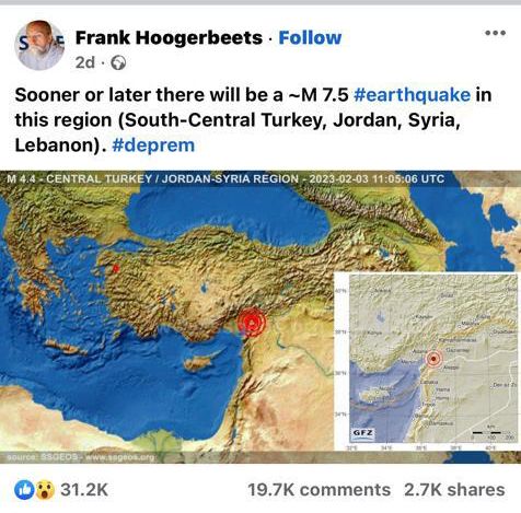 مفاجأة صادمة.. باحث هولندي توقع الزلزال المدمر بتفاصيله قبل أيام